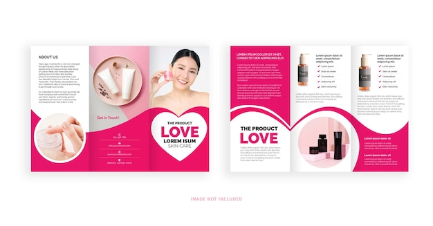 Minimalist love pink trifold brochure design template