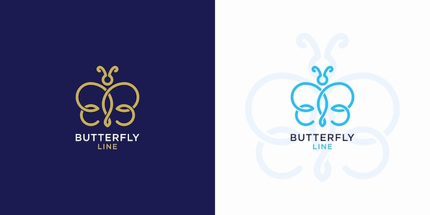 文字bbデザインのミニマリストの豪華な蝶のロゴ