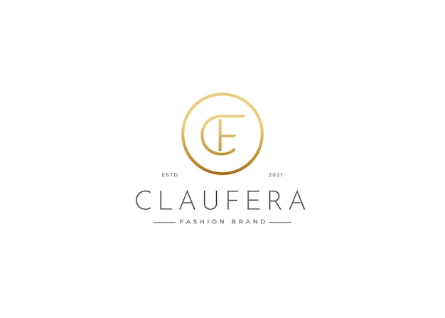 Vector minimalist luxury letter c f logo design template