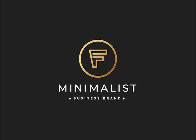 Minimalist luxury letter f logo design with circle shape