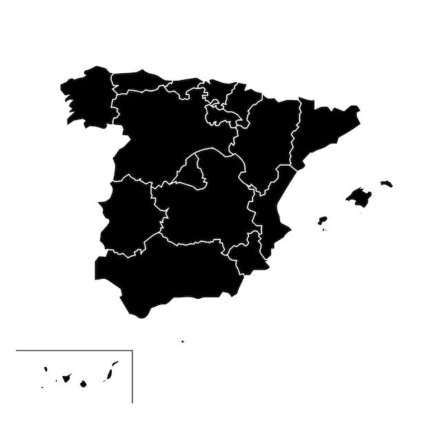 Vector minimalist map of spain in solid black