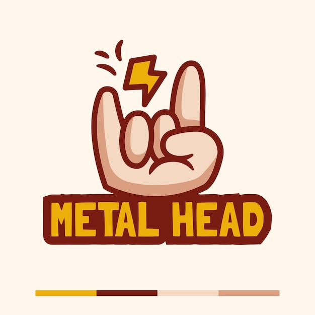 Concetto di logo del segno del corno di metallo minimalista