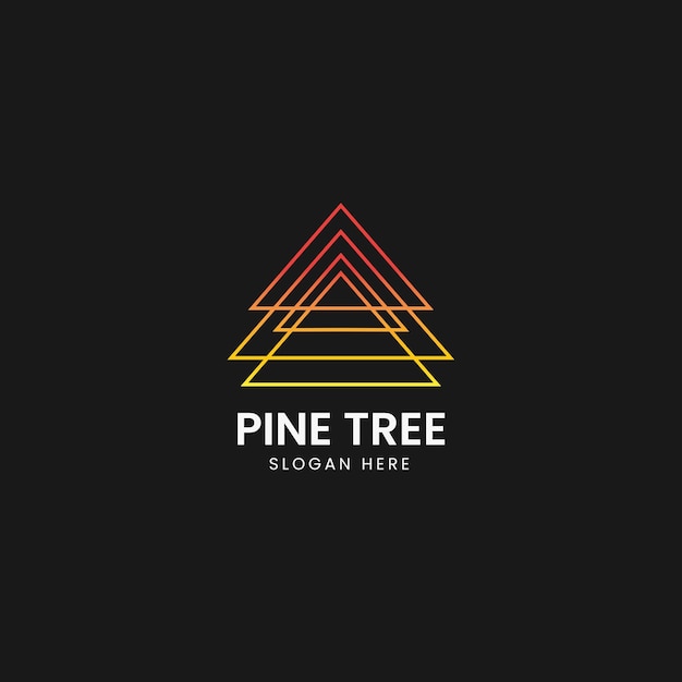 Modello di progettazione del logo dell'albero di pino minimalista moderno e pulito con gradiente