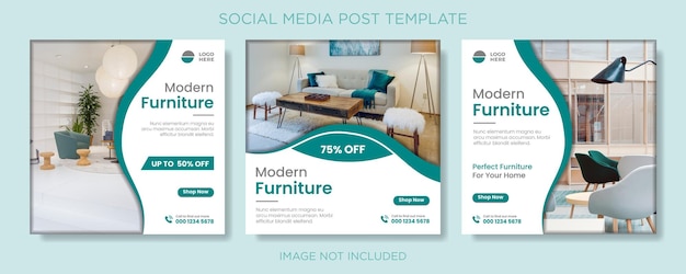 Minimalist modern furniture social media post templates