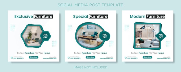 Minimalist modern furniture social media post templates