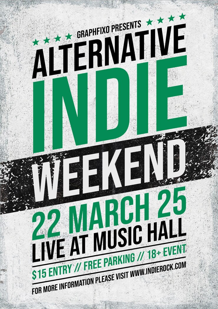 Vector minimalist modern indie rock music festival poster