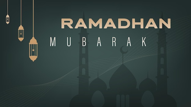 minimalist and modern ramadan template design with mosque and lantern ornament
