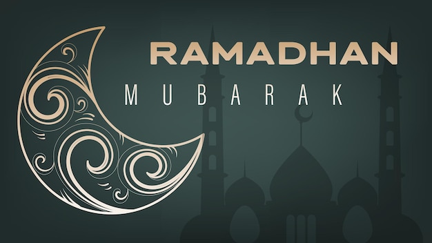 minimalist and modern ramadan template design with mosque and lantern ornament