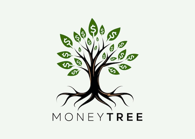 minimalist money tree logo design vector template money grow investment for business finance logo