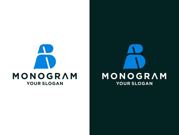 Modello di progettazione del logo minimalista della lettera del monogramma ab