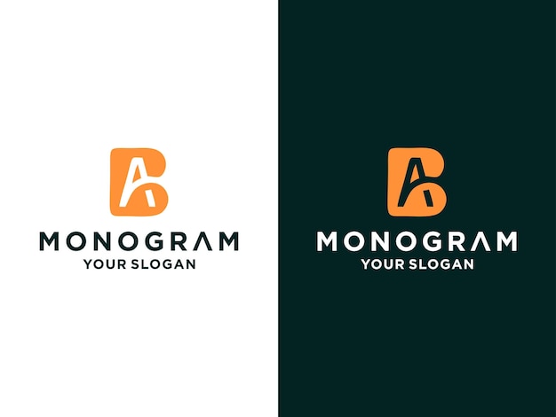 Modello di progettazione del logo minimalista della lettera del monogramma ab