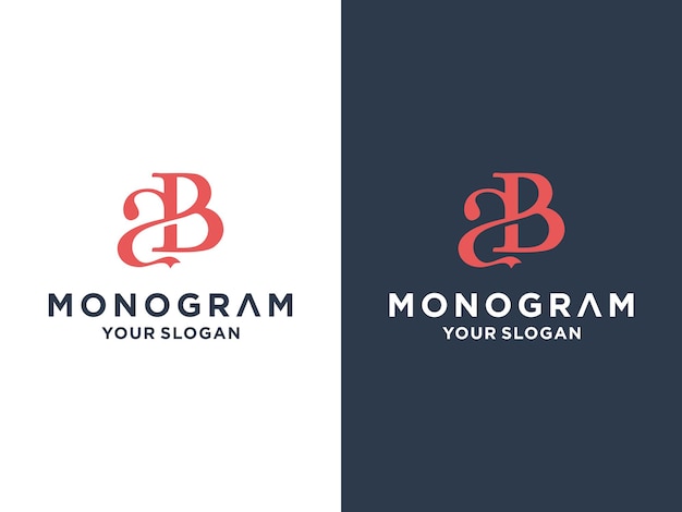 Modello di progettazione del logo minimalista della lettera del monogramma ab