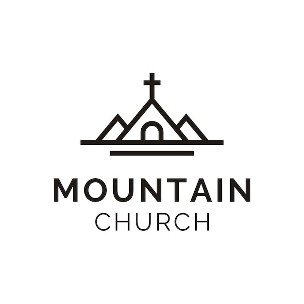 미니멀리스트 마운틴 및 교회 로고 디자인