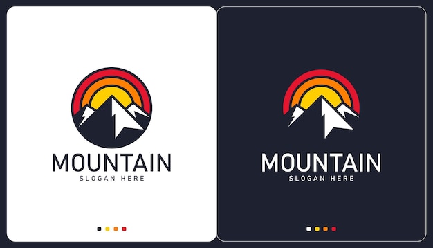 ミニマリストの山のロゴデザインのテンプレート