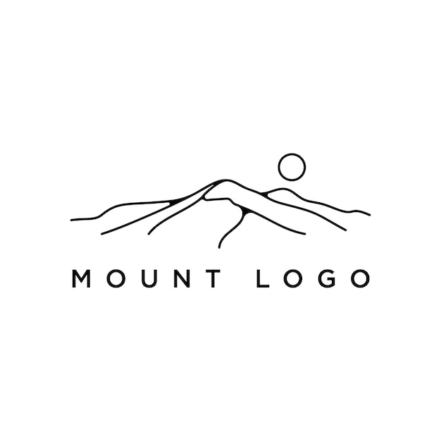 minimalist mountain logo vector with line style