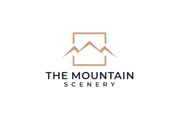 Minimalist mountain scenery adventure logo design