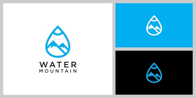 Minimalist mountain with water drop logo design