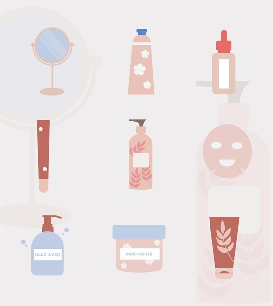 Vector minimalist nature beauty treatment care illustration