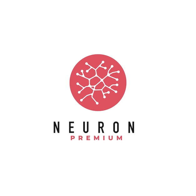 Illustrazione minimalista di vettore di progettazione di logo del neurone