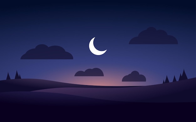 minimalist night with crescent moon