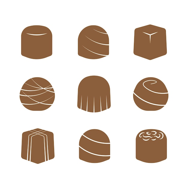 Minimalista one bite chocolates vector flat illustration set