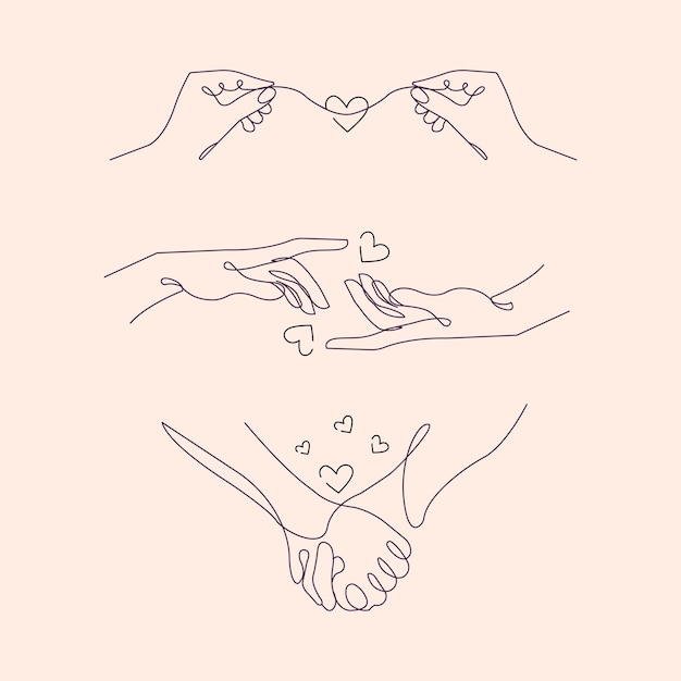Minimalist oneline hand drawings Perfect for Valentines cards and romantic designs