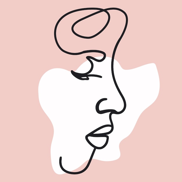 Vettore volto femminile minimalista onle line art