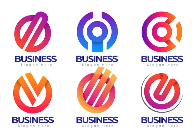 Set di logo premium per agenzia di affari online minimalista, concetto di design personalizzato con vettore premium.