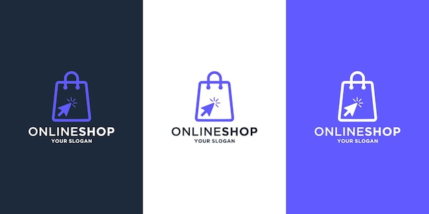 Minimalist online shop logo design vector