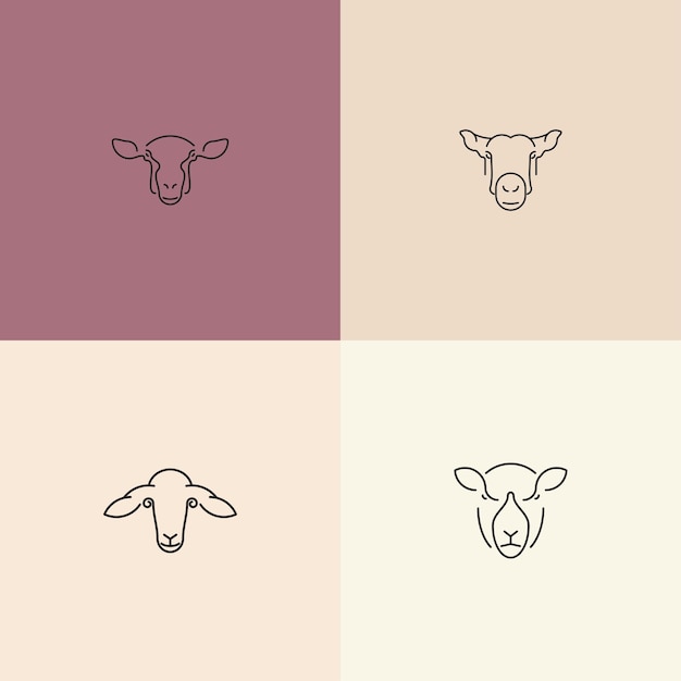 Minimalist Outline Design of Sheep Head