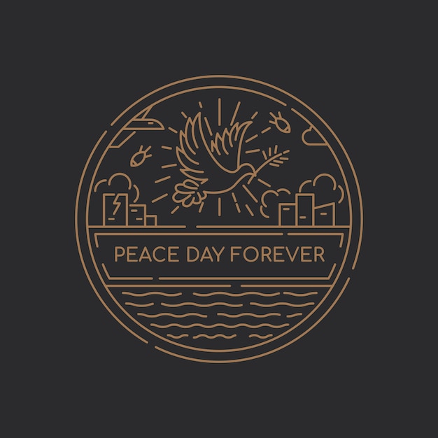 Vector minimalist outline peace day illustration