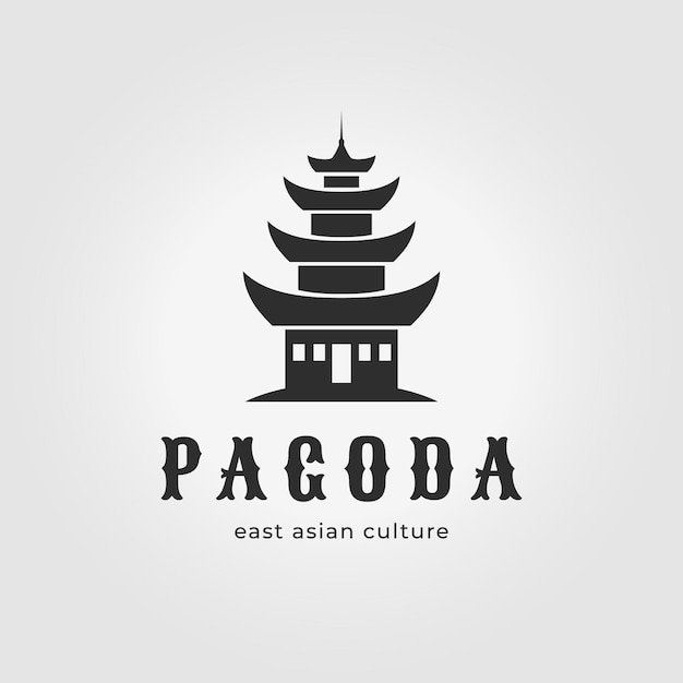 Minimalist pagoda logo icon design vector illustration chinese heritage