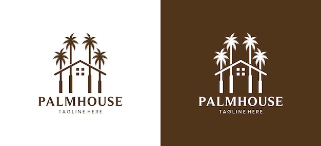 Minimalist palm tree house logo design creative concept