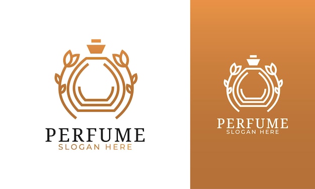 Minimalist perfume logo with flower plant concept