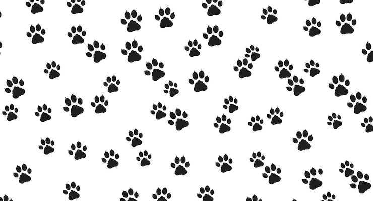 Vector minimalist pet pawn background with handdrawn texture monochrome design