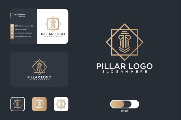 Design minimalista del logo del pilastro e biglietto da visita