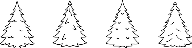 Минималистские эскизы сосны в плоском рисованном дизайне