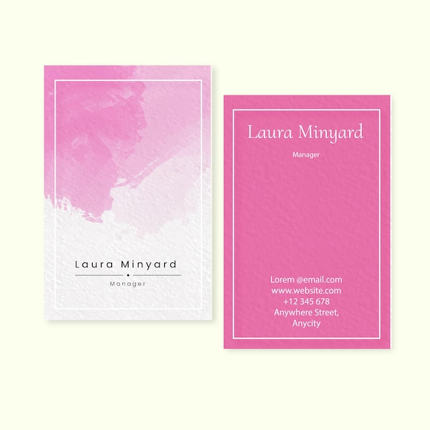 Minimalist pink business card template