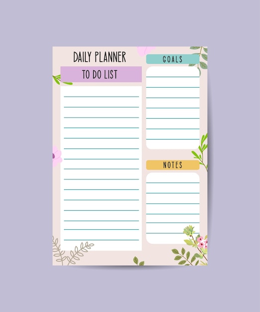 Minimalist planners Daily planner template floral and simple printable to do list