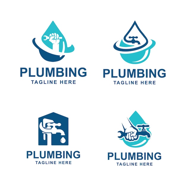 Minimalist Plumbing logo template collection Easy to customize