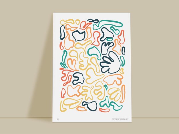 minimalist poster with organic shape composition in contemporary creative style