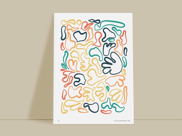 Vettore poster minimalista con composizione di forme organiche in stile creativo contemporaneo