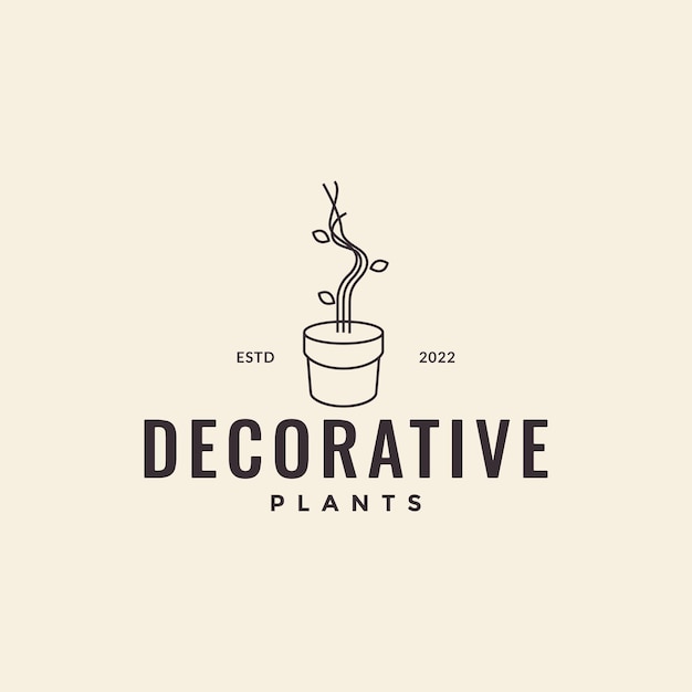 Minimalist pots with plant decorative corner interior logo design vector graphic symbol icon illustration creative idea