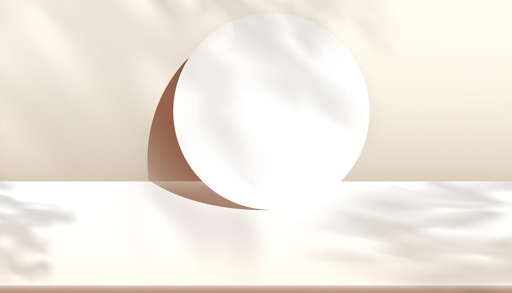 Vector minimalist product display with a white circle and elegant shadows