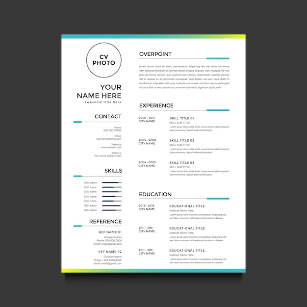 minimalist professional cv curriculum vitae design template vector layout resume for multipurpose
