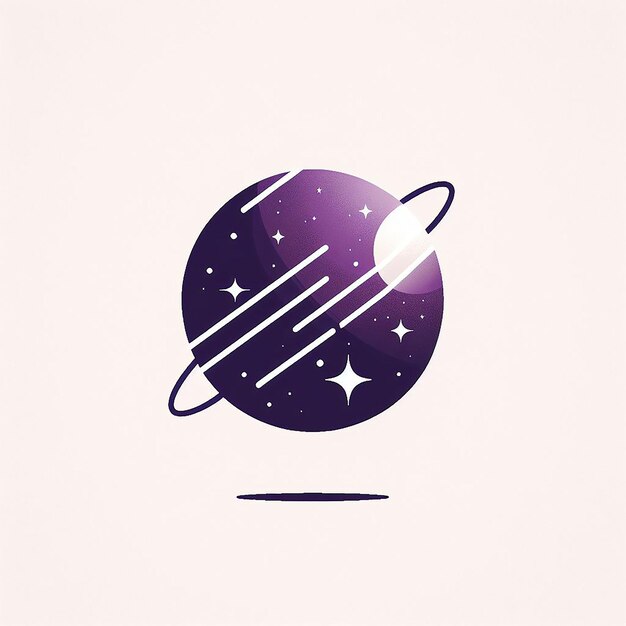Вектор Минималистический фиолетово-белый глобус со звездами, символизирующими исследование космоса и загадку