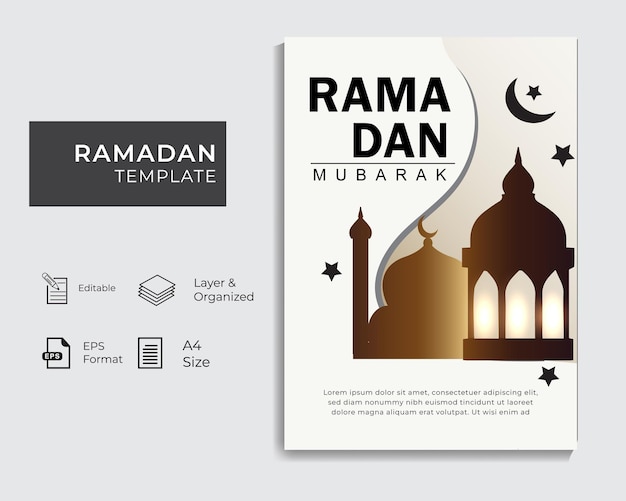 Vector minimalist ramadan greeting card templateramadan mubarak flyer template design