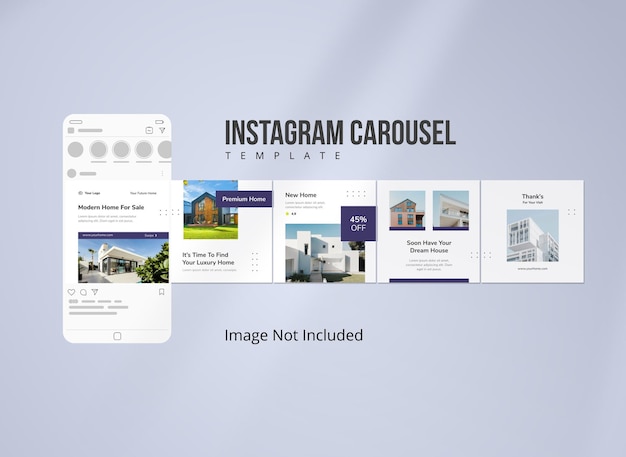 Vector minimalist real estate instagram carousel template