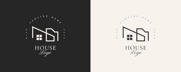 Minimalist Real Estate Logo Design with Linear Style Simple and Minimal House Logo