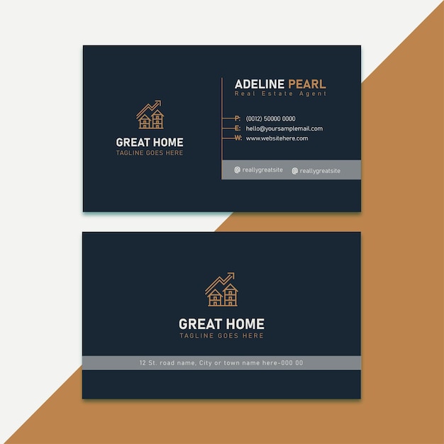 Vector minimalist real estate sales business card design